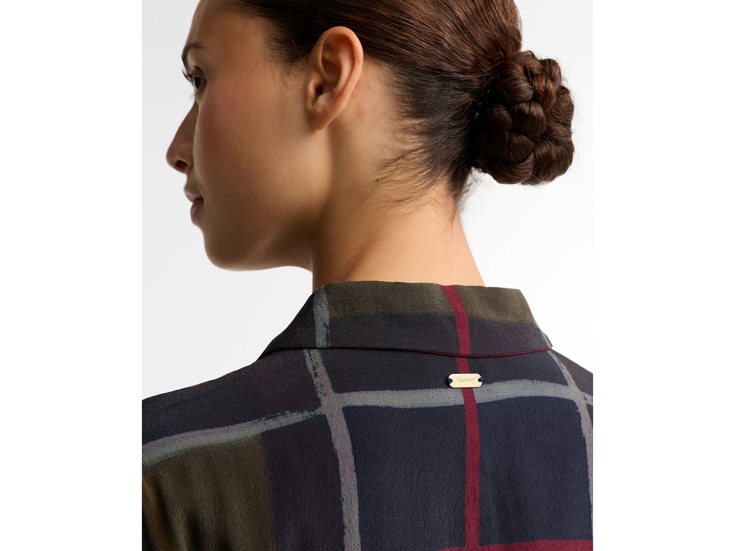 Женское платье Barbour Ivybridge Long-Sleeve Plaid V-Neck Shirt Dress, цвет: Теневой — фото 4