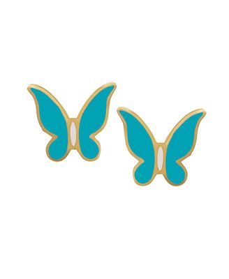 Enamel Butterfly Push Back Stud Earrings
