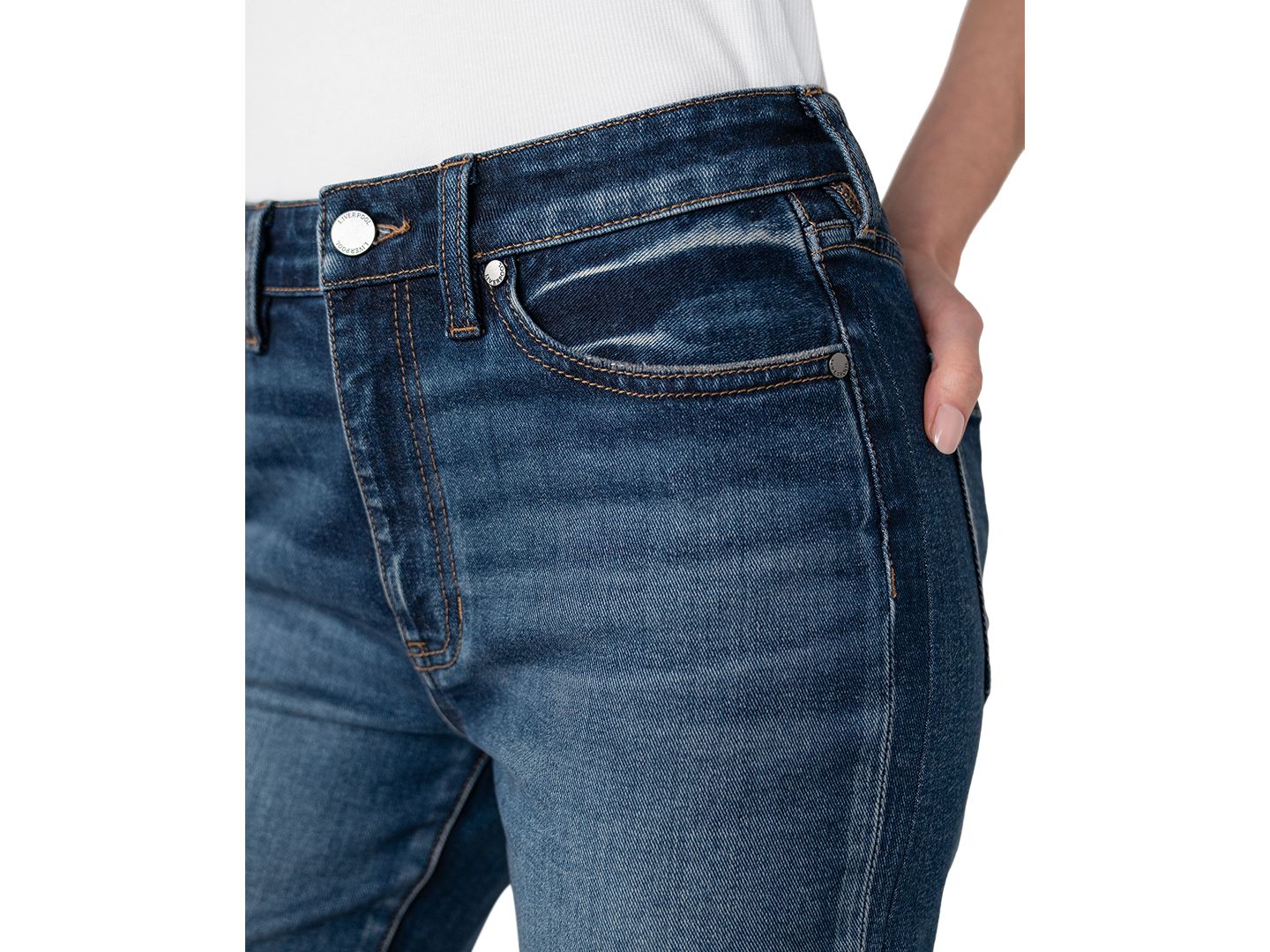 Женские джинсы Liverpool Los Angeles Rowan Slim Straight-Leg Dark Rinse Mid Rise, цвет: Сумеречный — фото 3
