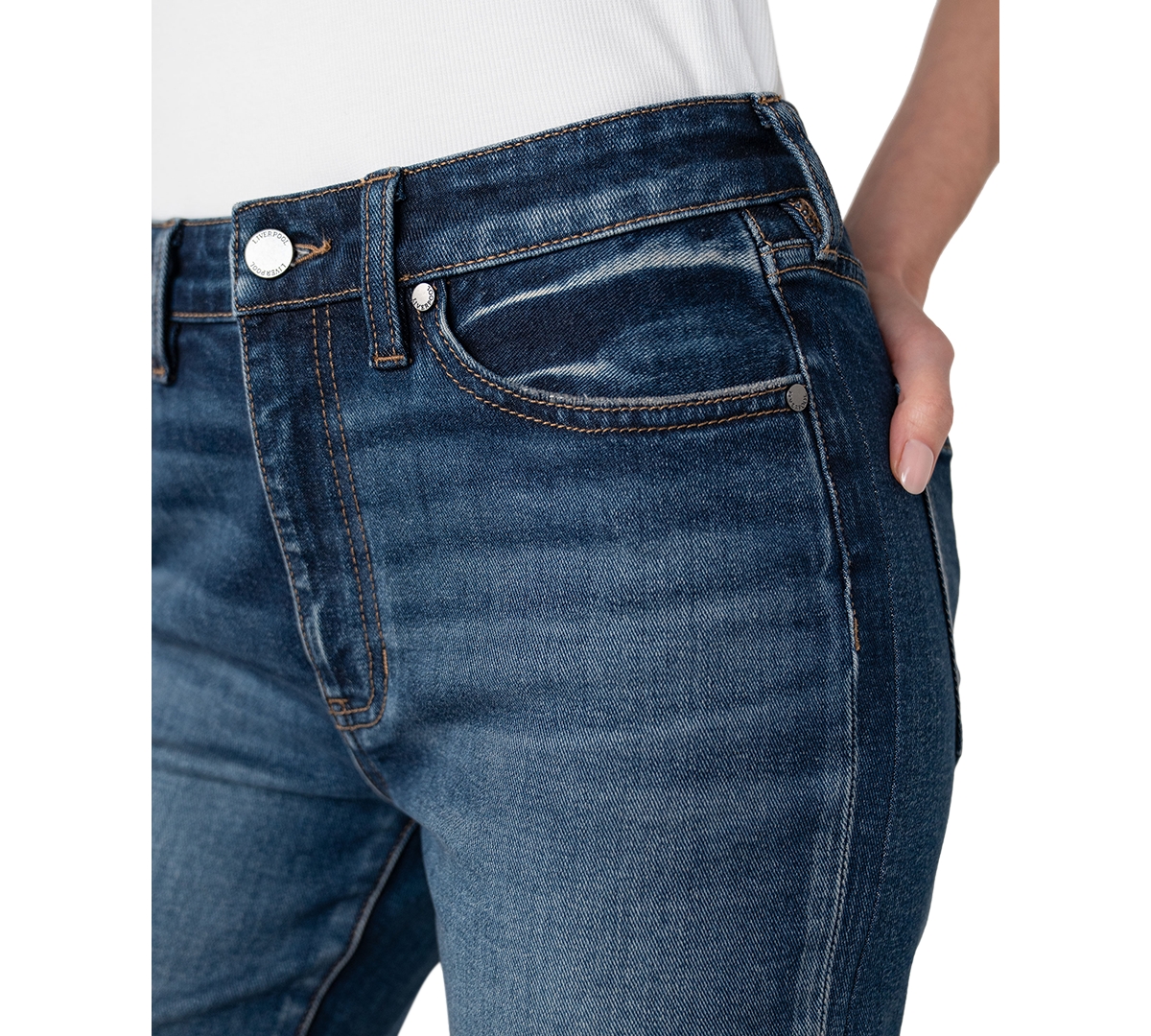 Liverpool Los Angeles Women's Rowan Slim Straight-Leg Dark Rinse Mid Rise Jeans