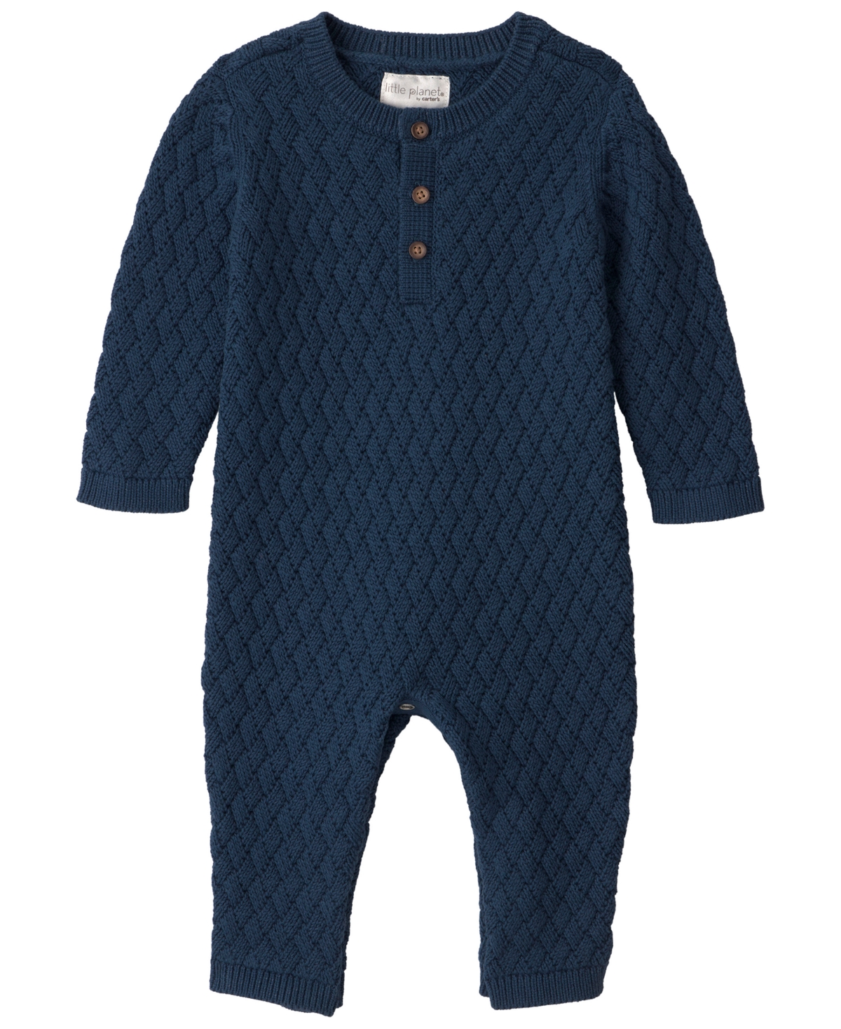 Carter's Little Planet By  Baby Boys' Or Baby Girls' Sweater-knit Long-sleeve Jumpsuit In Blue