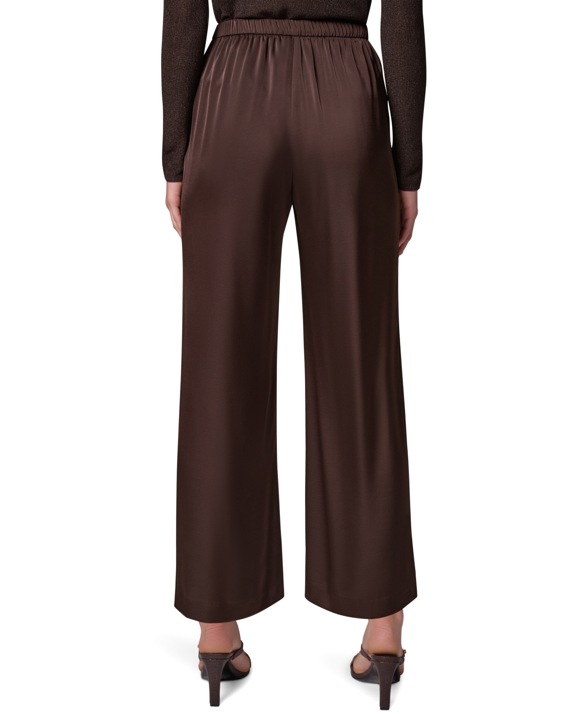 Donna Karan New York Petite High-Rise Wide-Leg Satin Pants