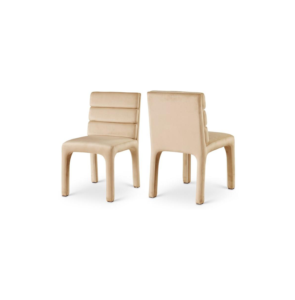 Meridian Furniture Kai Camel Velvet Dining Chair, Set of 2