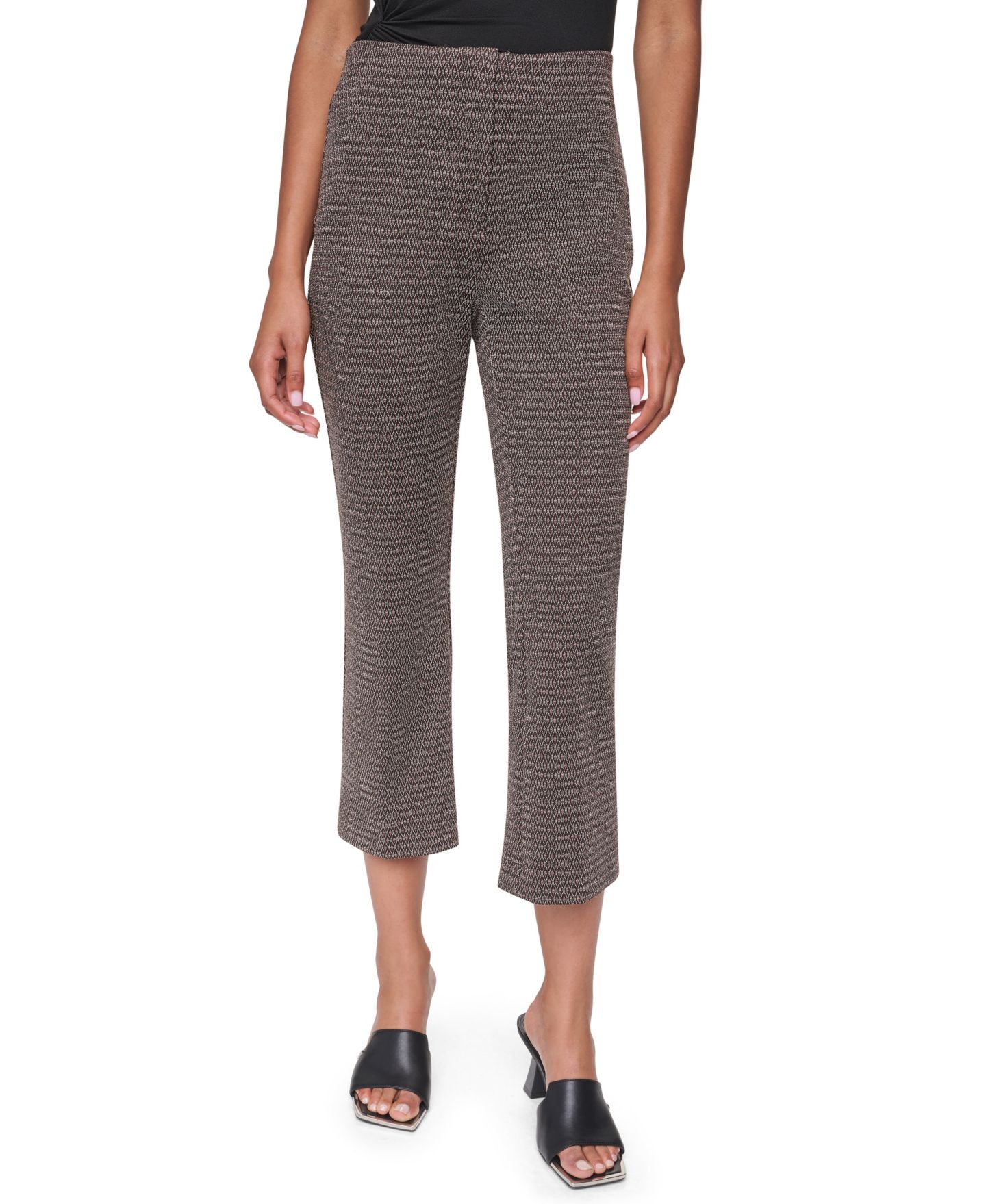 Женские брюки DKNY Petite Knit Diamond Jacquard Straight-Leg, цвет: Bracken Sable — фото 1