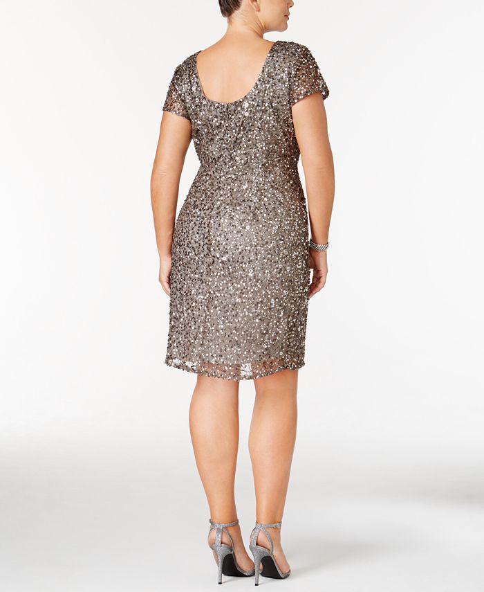 Adrianna Papell Plus Size Beaded Sheath Dress - Macy's