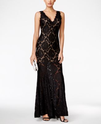 Betsy & Adam Lace V-neck Gown - Macy's