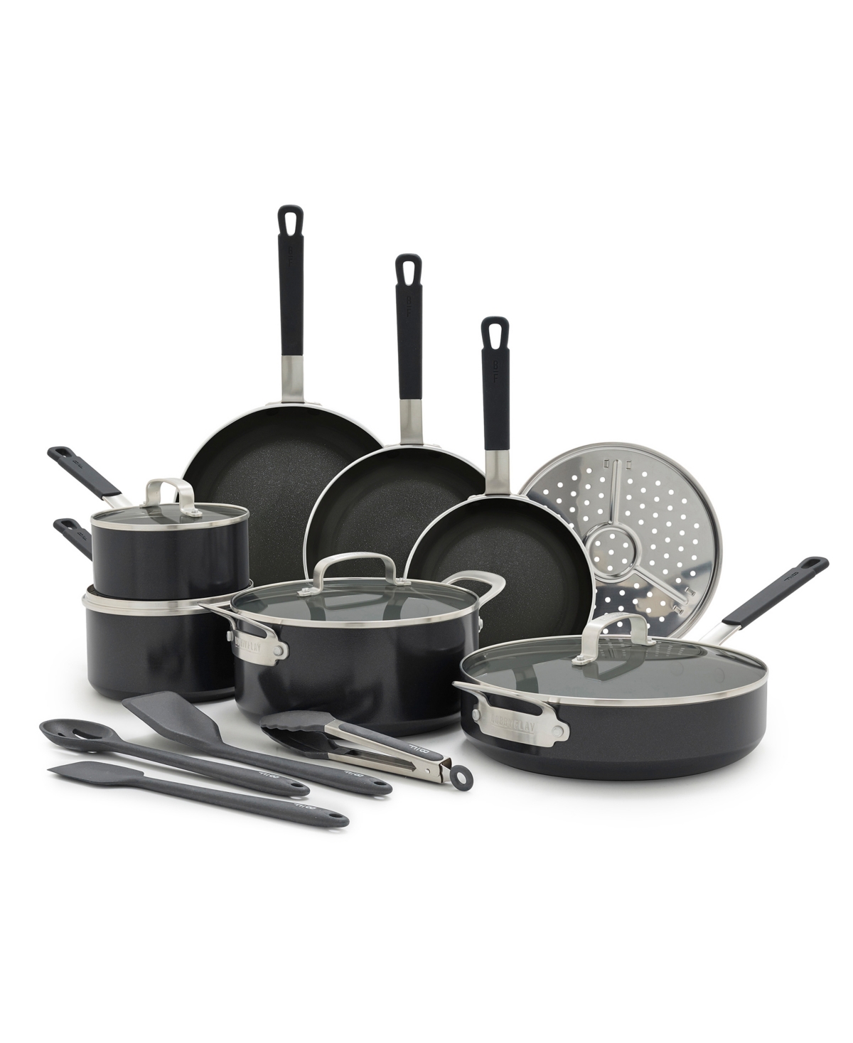Greenpan Bobby Flay Ceramic Nonstick 16-piece Cookware Set In Black