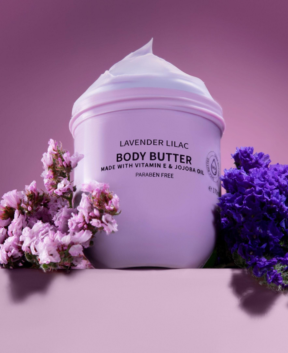 Lovery Lavender and Lilac Scented Whipped Body Butter, Bath and Body Care Cream, 6 oz