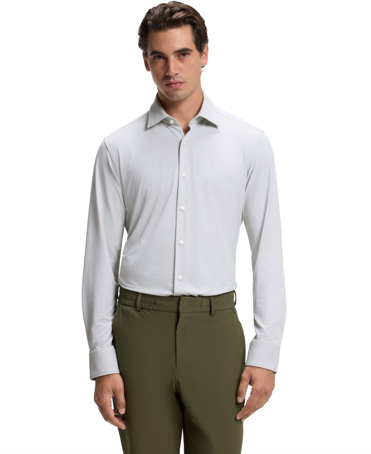 Men's Stretch Jersey Regular-Fit Business Dress Shirt
