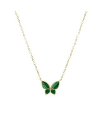 Malachite Butterfly Necklace 14K Gold-Plated Sterling Silver