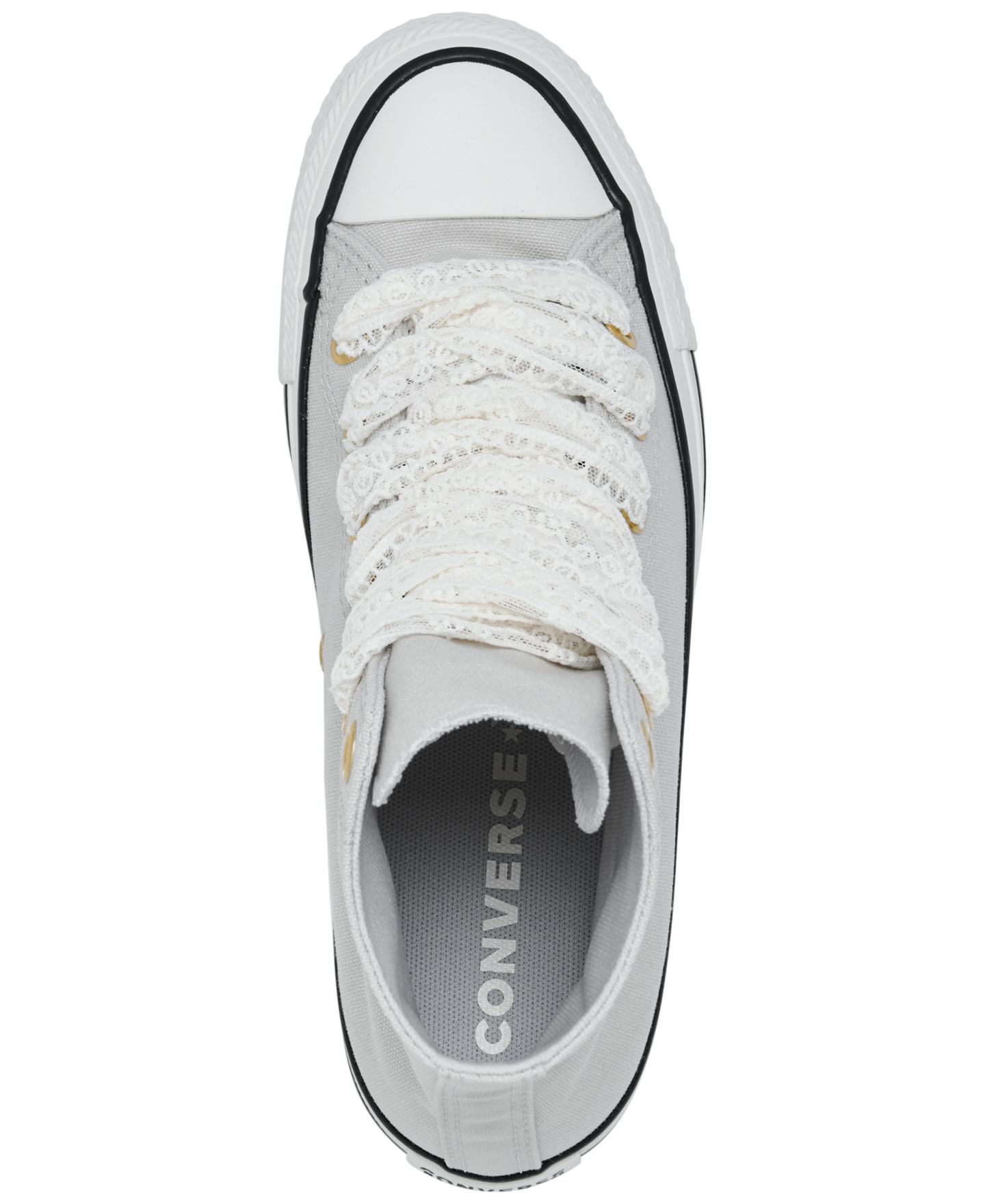 Кроссовки Converse Chuck Taylor All Star Lace High Top Canvas Lifestyle Sneakers для девочек, цвет: Серый / Золотой — фото 4