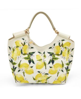 Women's Print Canvas and Leather Tote Bag