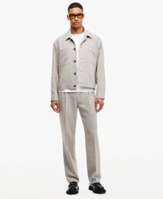 Men's Pleated Textured Relaxed-Fit Trousers