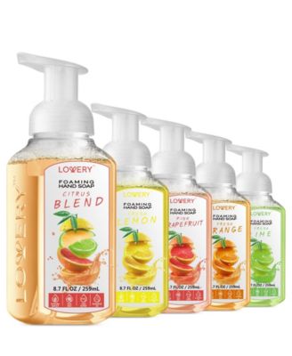 Hand Foaming Soap in Citrus Blend, Lemon, Orange, Lime, Pink Grapefruit, Moisturizing Hand Soap -5 Piece Hand Wash Set