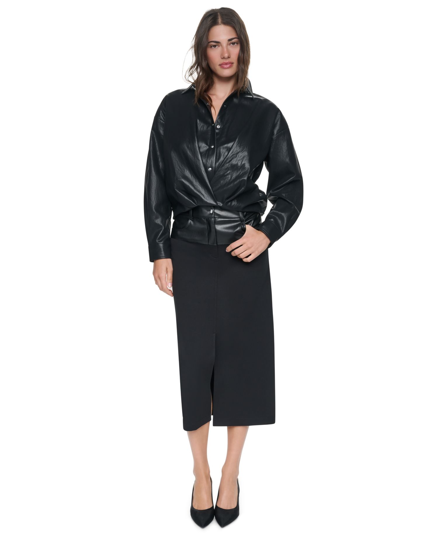 Women's Twist-Front Bubble-Hem Shirt