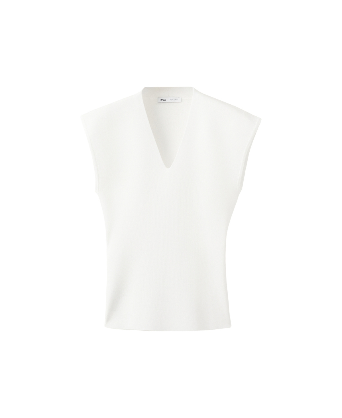 Mango Women's Fine Knit V-Neck Top - White