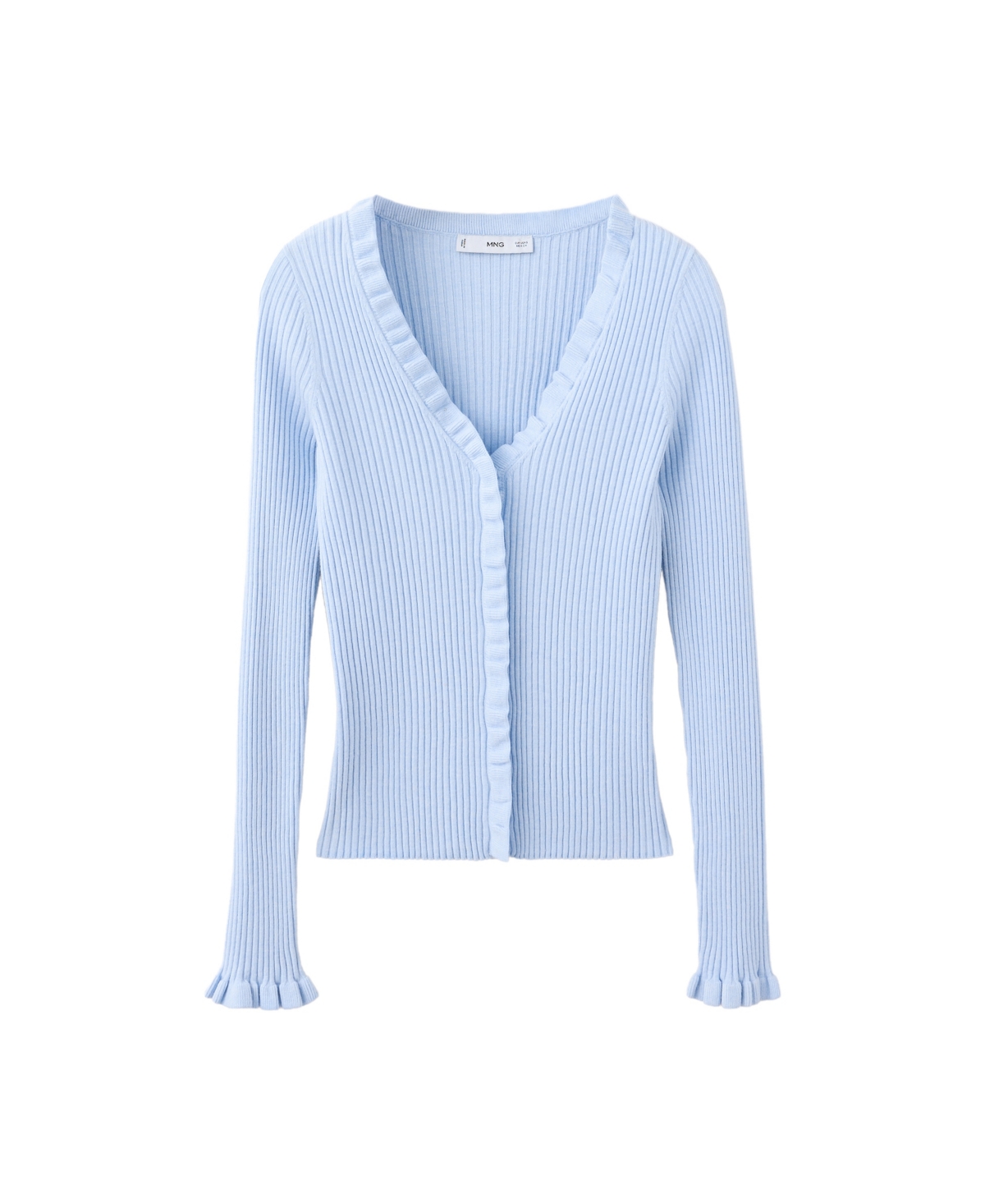 Mango Women's Ribbed Volant V-Neck Cardigan