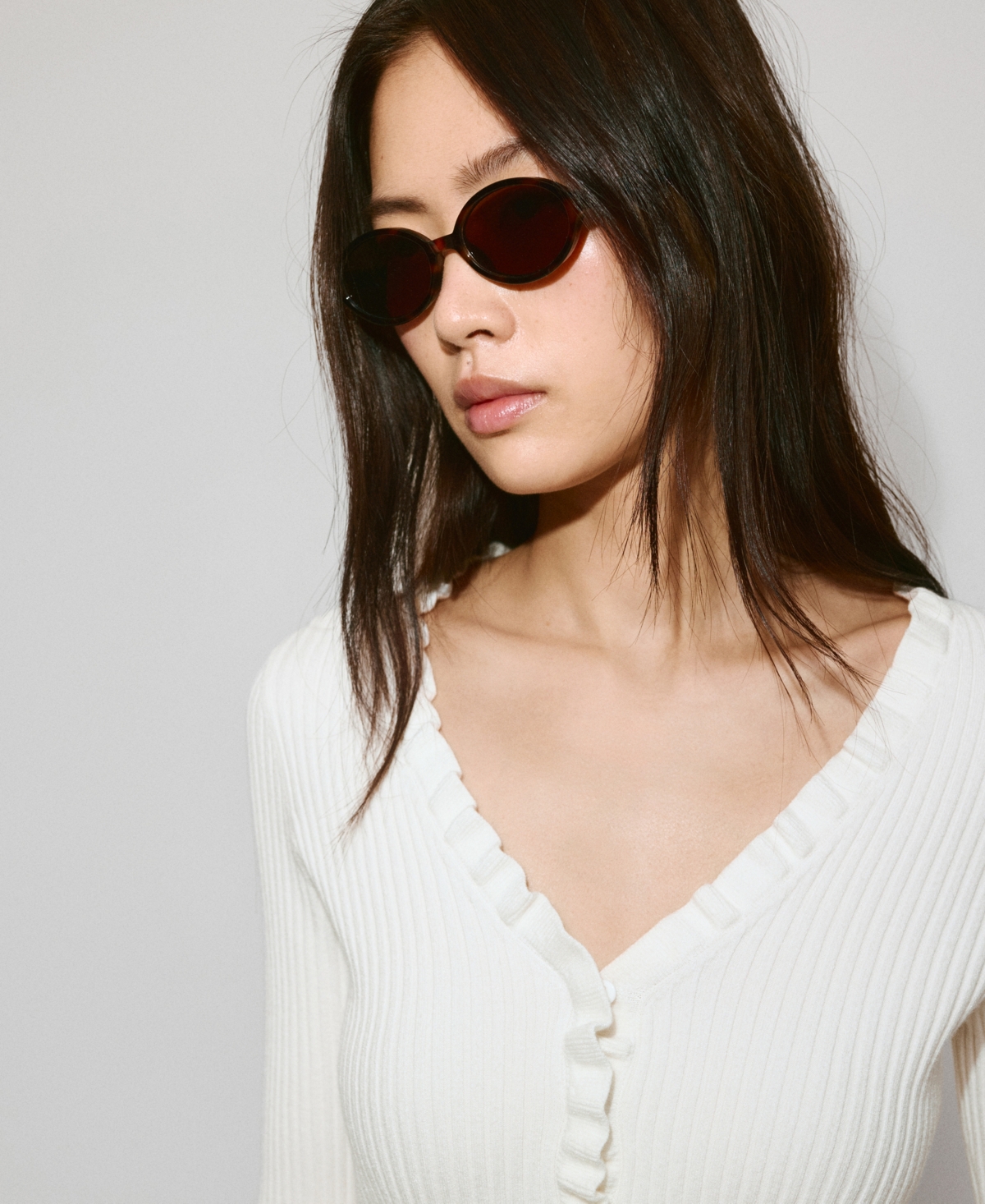 Mango Women's Ribbed Frilled Cardigan