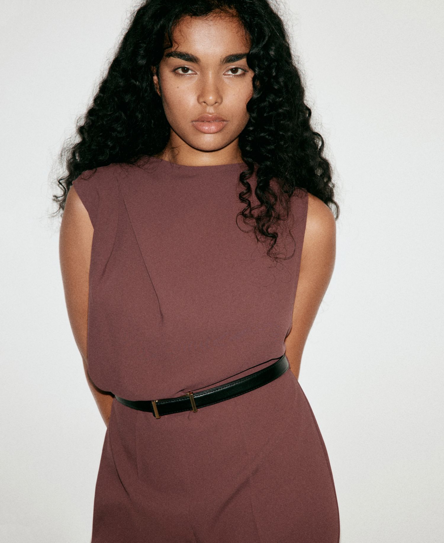 Women's Wide-Leg Belted Sleeveless Jumpsuit