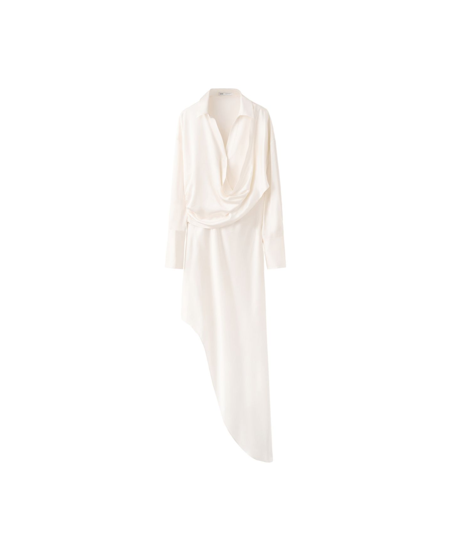 Женское платье Mango Long-Sleeve Asymmetrical, цвет: Молочный белый — фото 1