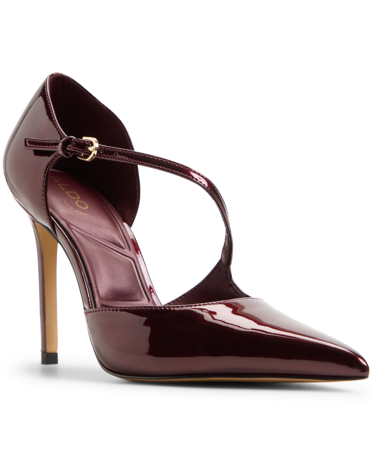 Aldo Women's Janinne Asymmetric Dress Pointed Toe Pumps In Dark Brown Metallic