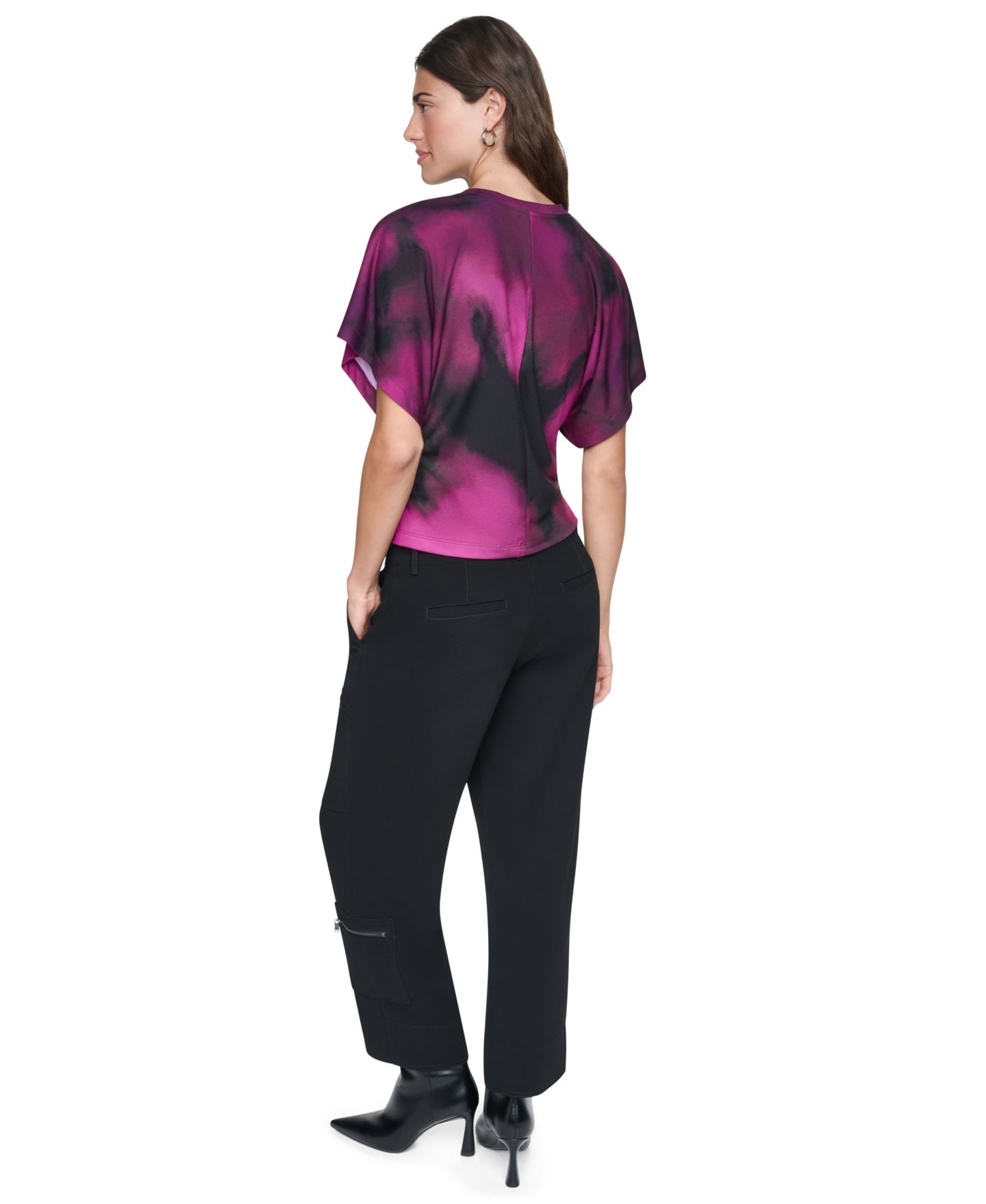 Женская футболка DKNY Printed Wide-Sleeve, цвет: Brushed Riverside — фото 13