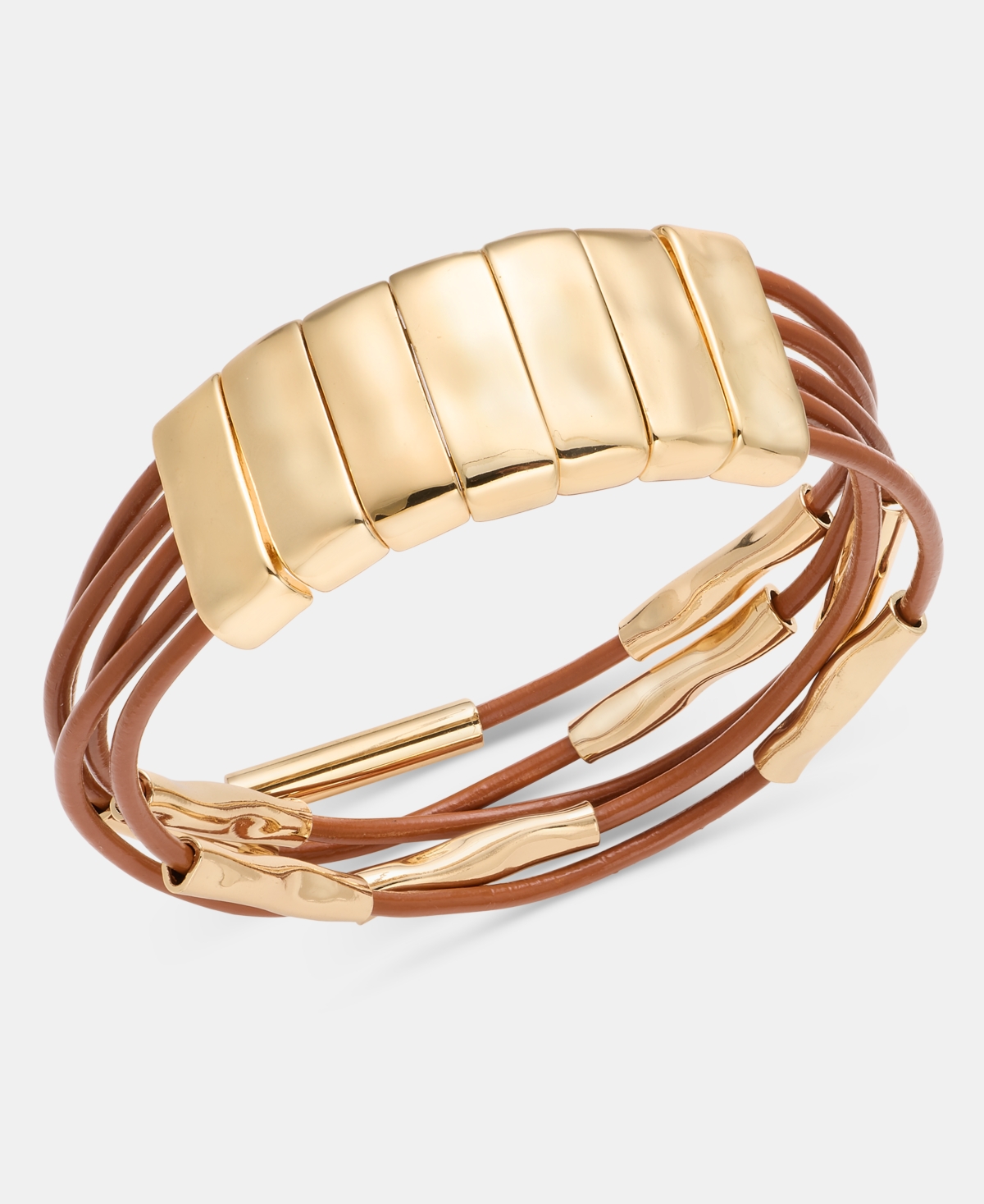 Style & Co Gold-Tone Leather Stretch Multi-Strand Bracelet, Macy's Exclusive