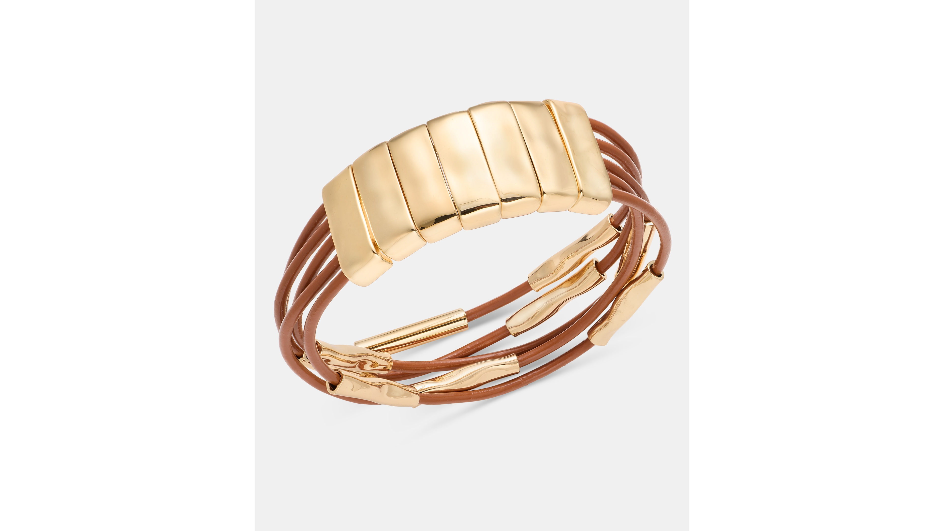 Style & Co Gold-Tone Leather Stretch Multi-Strand Bracelet, Macy's Exclusive