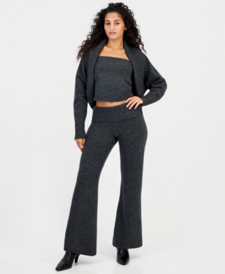 Women's Foldover Waist Wide-Leg Pull-On Knit Pants