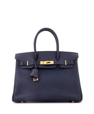 Pre-Owned Hermes Birkin 30 Handbag Blue Epsom with Gold Hardware