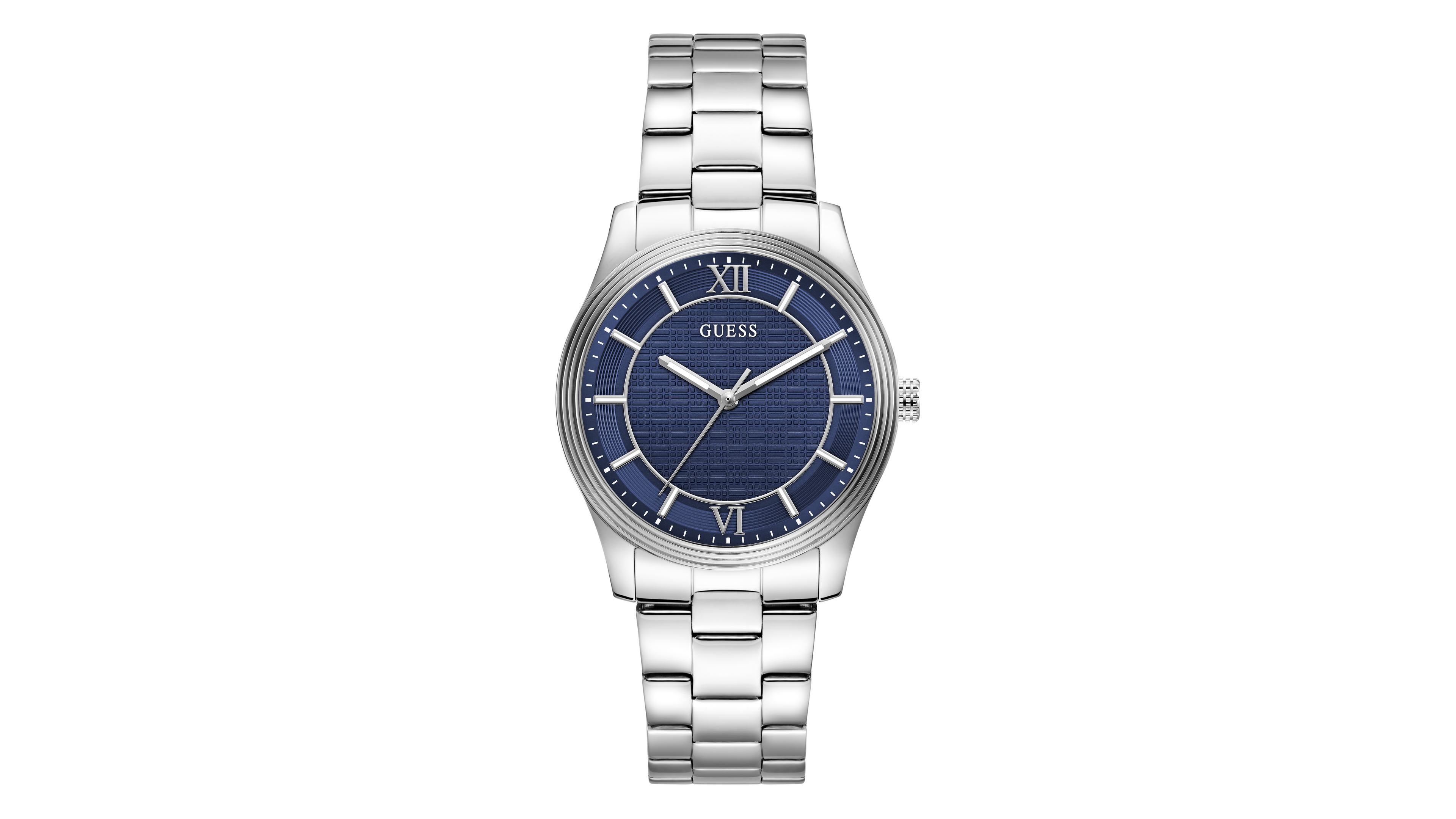 Guess Men's Silver-Tone Stainless Steel Watch 38mm