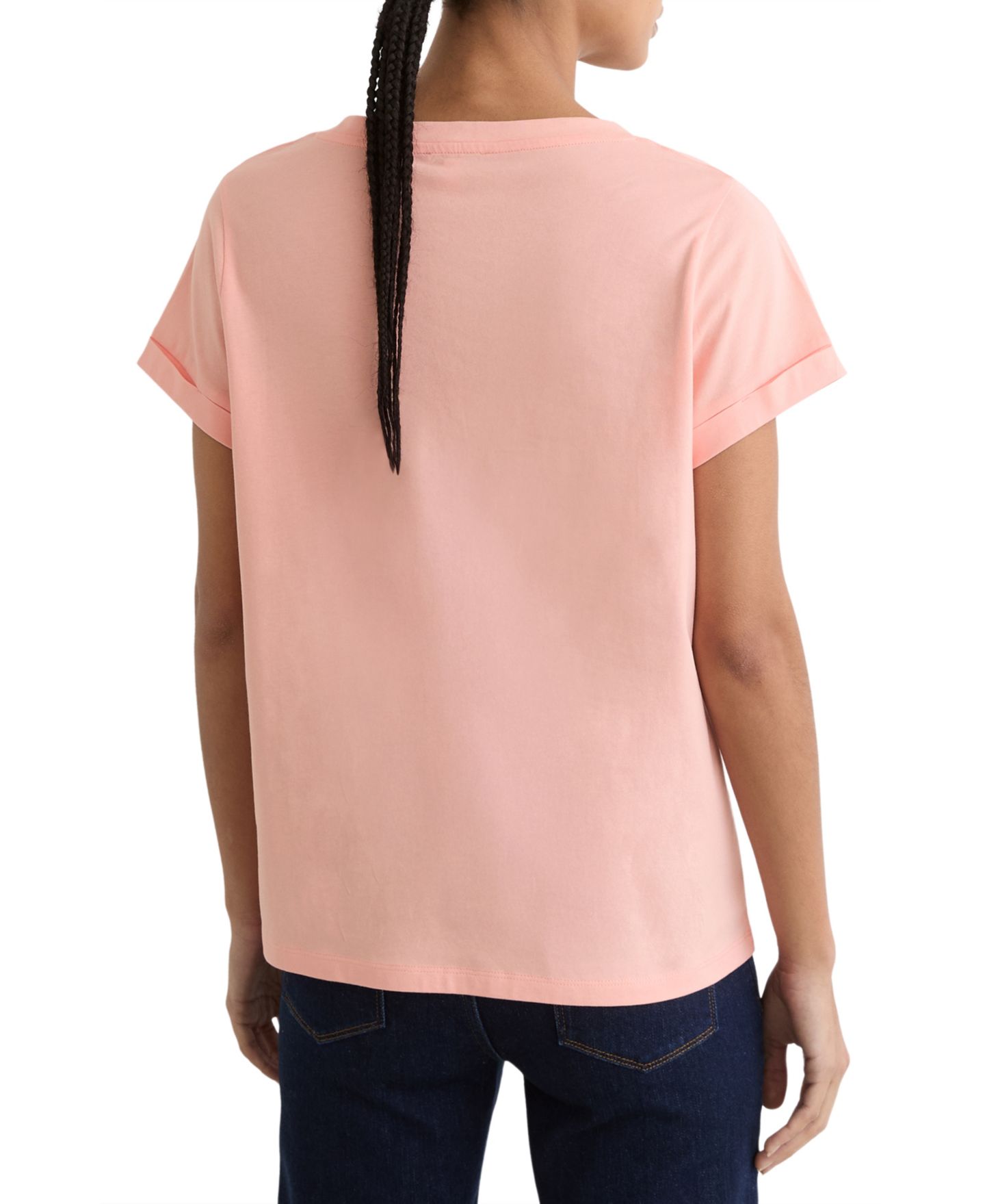 Женская футболка REISS Luna Brushed-Cotton V-Neck, цвет: Розовый — фото 3