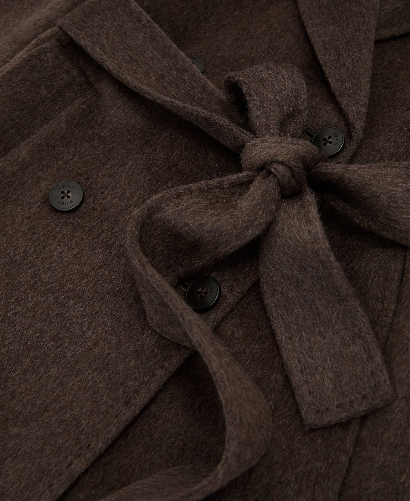 Женское пальто REISS Petite Rene Double-Breasted Wool-Blend, цвет: Мокко коричневый — фото 4