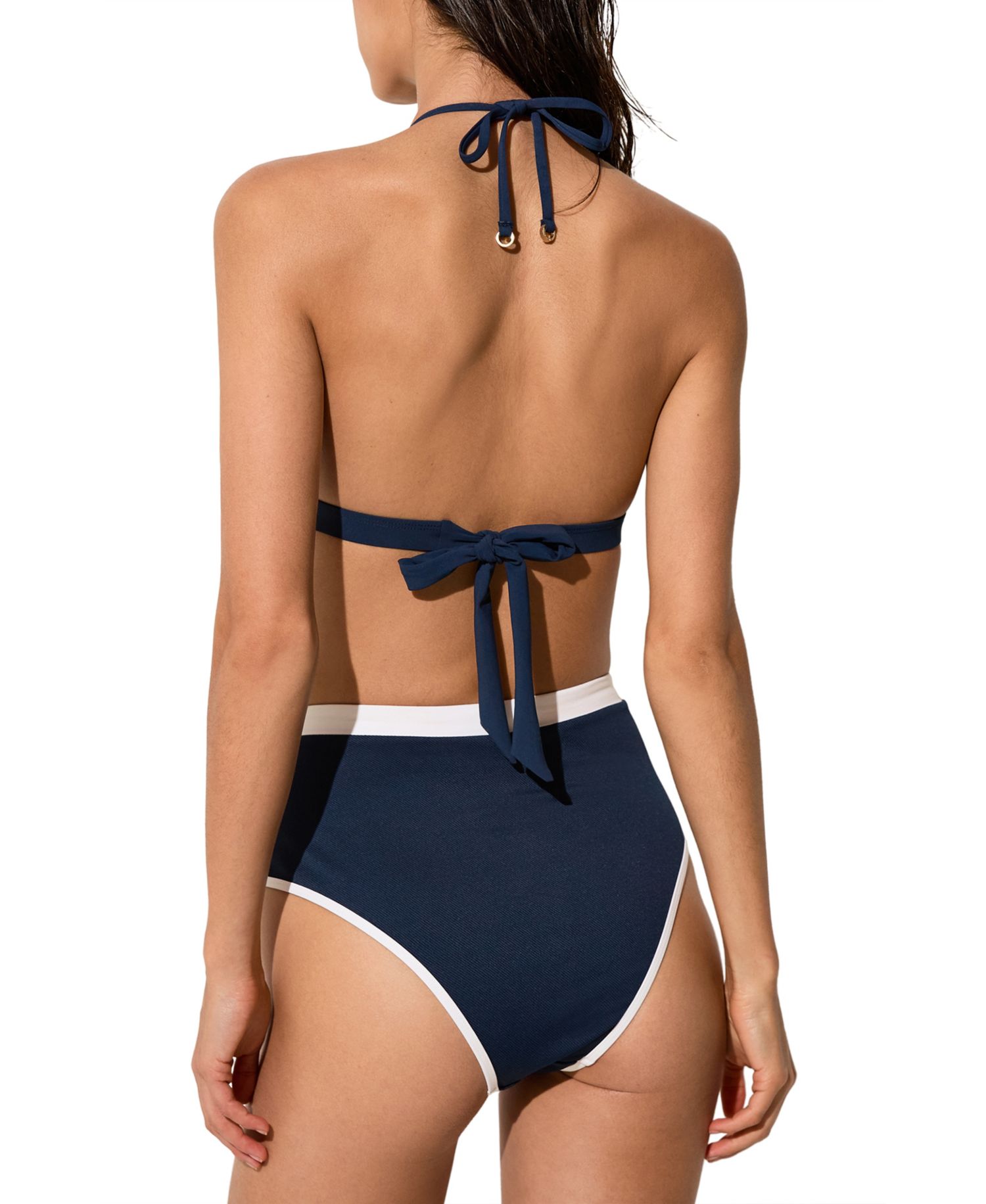 Women's Saskia Contrast Halterneck Triangle Bikini Top