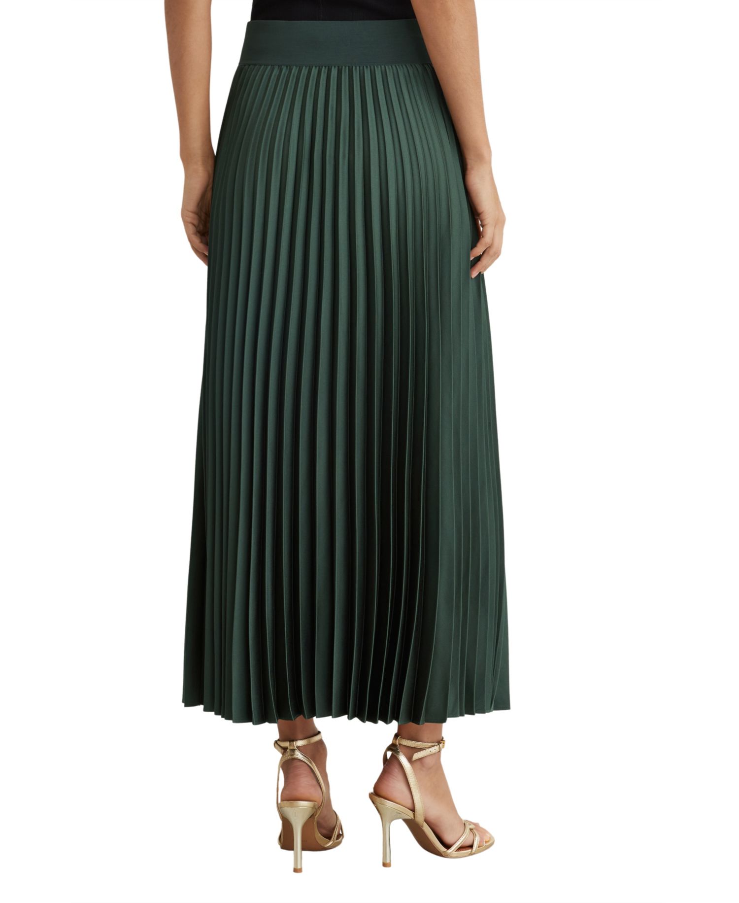 Women's Seren Pleated A-Line Satin Midi Skirt