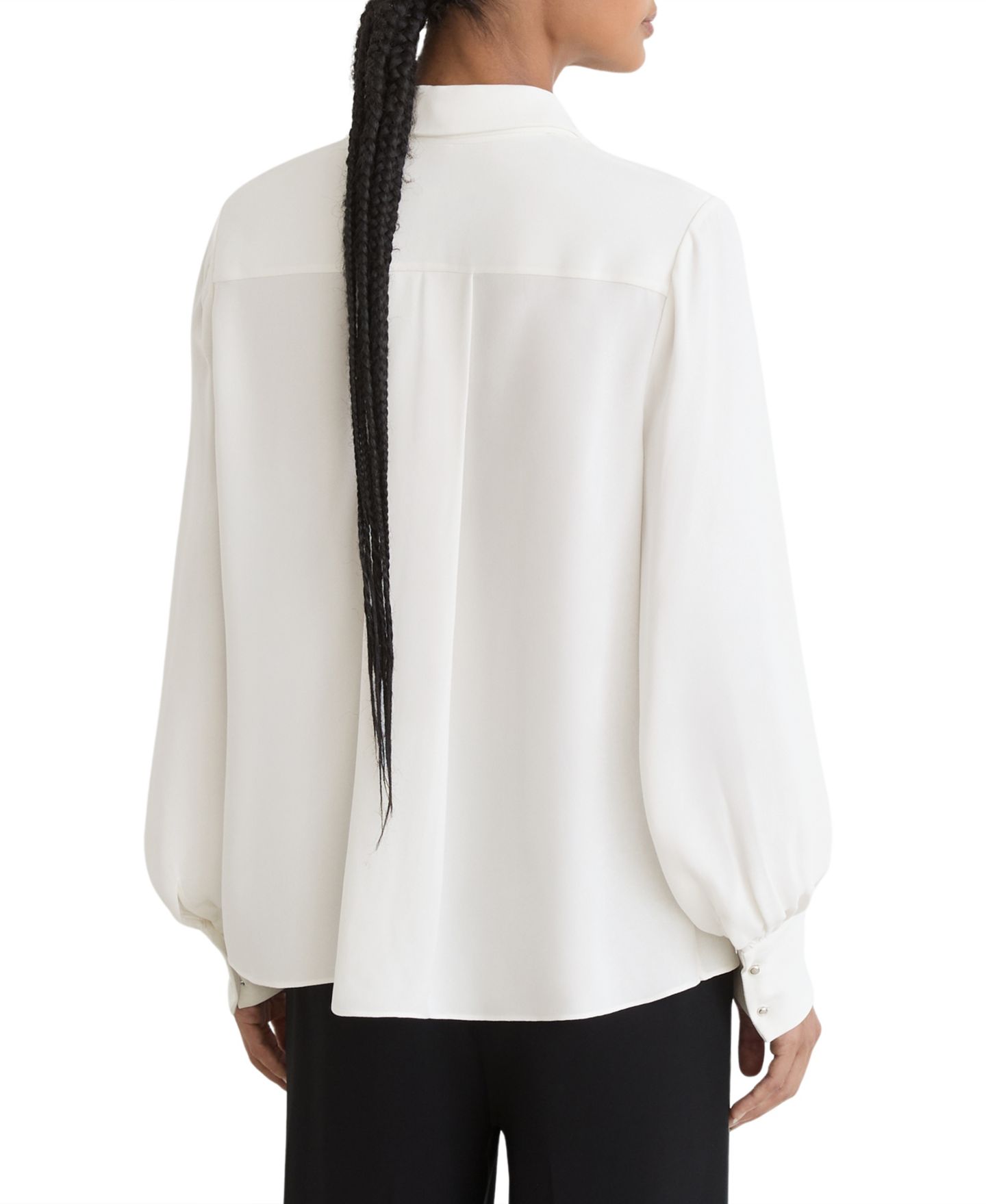 Женская блузка REISS Estelle Lace-Trim Tie-Neck, цвет: Слоновая кость — фото 3