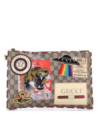 Courrier Pouch GG Coated Canvas with Applique