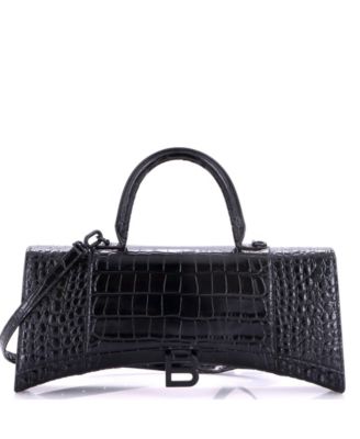 Hourglass Stretch Top Handle Bag Embossed Leather