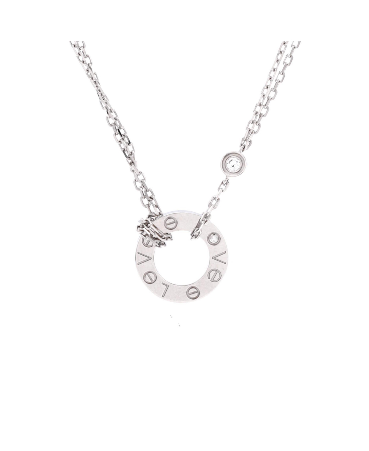 Pre-Owned Cartier 2 Diamonds Love Pendant Necklace - 18k white gold