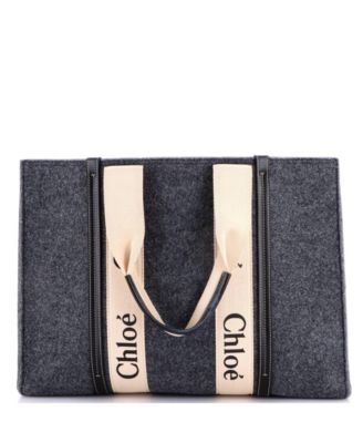 Large Woody Tote Recycled Felt with Leather and Canvas