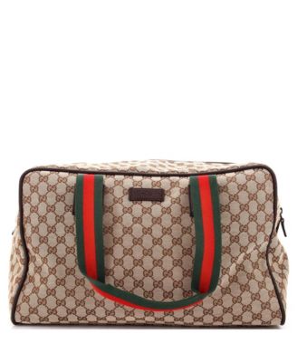 Medium Web Carry On Duffle Bag GG Canvas with Leather