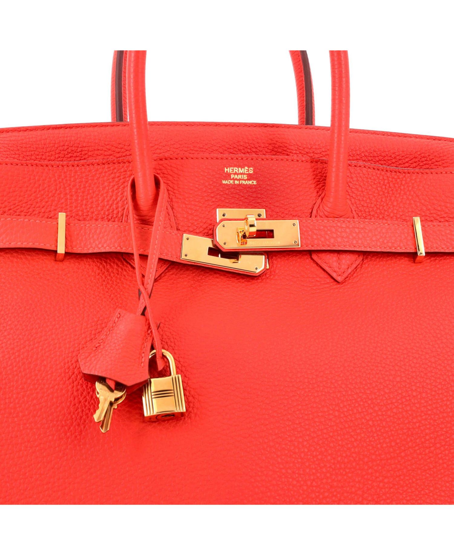 Pre-Owned Hermes Birkin 35 Handbag Orange Togo with Gold Hardware