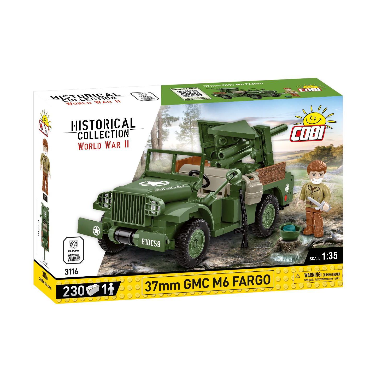 Детские конструкторы COBI Historical Collection Wwii 37mm GMC M6 Fargo Armored Vehicle, 230 pieces — фото 1