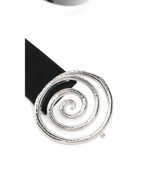 Women's Leather belt with geometric buckle
