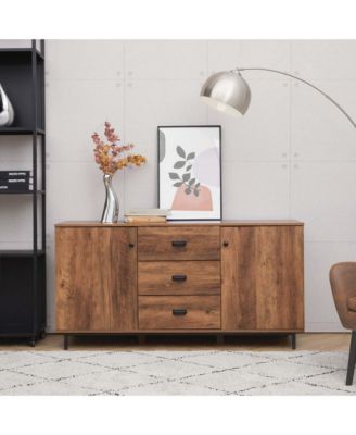 - Sideboard with 2 Doors and 3 Drawers Metal Legs and Handles