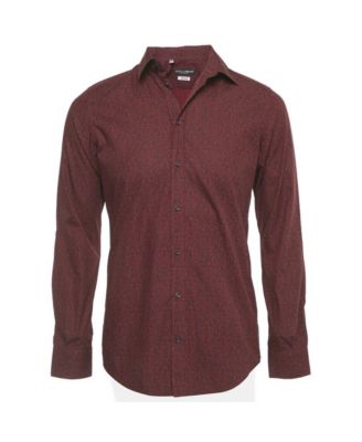 Dolce & Gabbana Men's Long-Sleeve Slim-Fit Metallic Gold Accents Button-Down Shirt