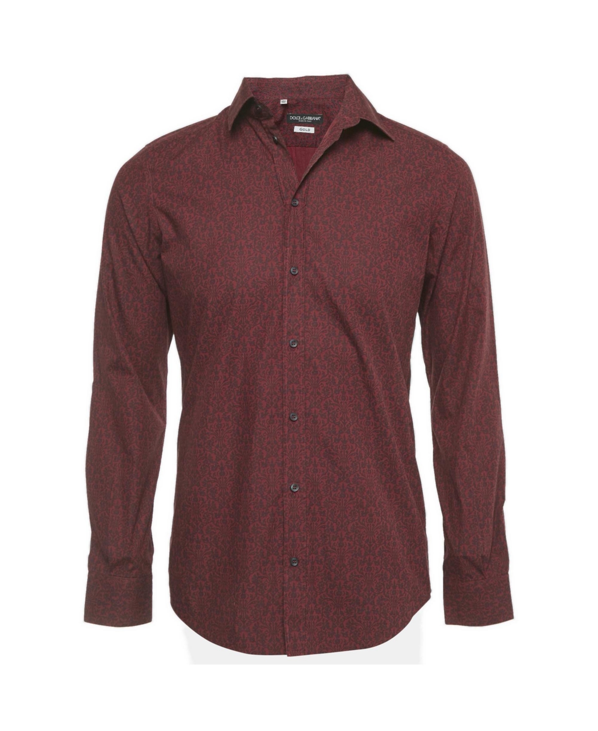 Pre-Owned Dolce & Gabbana Men's Burgundy Printed Cotton Shirt