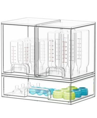 Baby Bottle Storage, 3 Pack Stackable Clear Drawer Unit with 2 Medium and 1 Large Bin for Countertop, Cabinet, Vanity and Bathroom