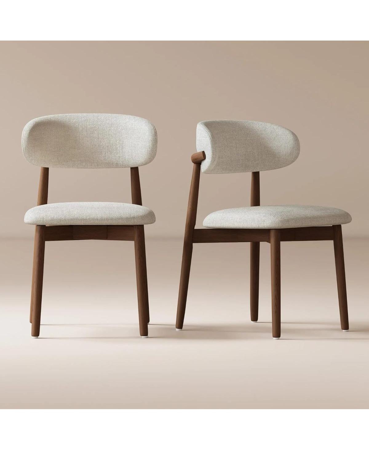 Streamdale Furniture Solid Ash Wood Mid-Century Modern Dining Chairs, Set of 2 - Walnut