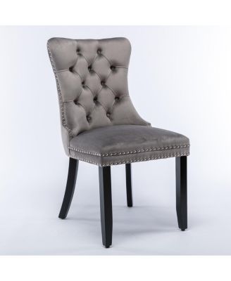 Tufted Velvet Dining Chair with Nailhead Trim